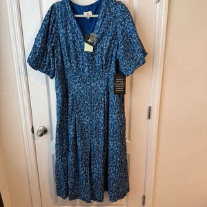 NEW Women's Tuckernuck Dress XXXL Blue Moire Floral